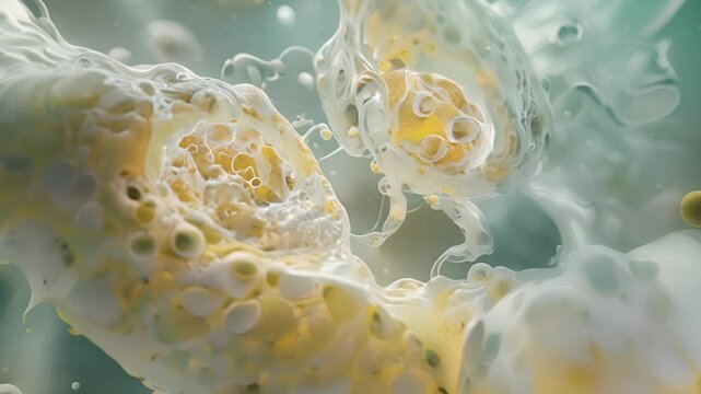 Magnified view of two synovial cells in the process of dividing as they prepare to replenish and maintain the synovial fluid in the joint.