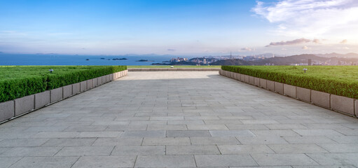 Serene Pathway Overlooking the Ocean at Sunset