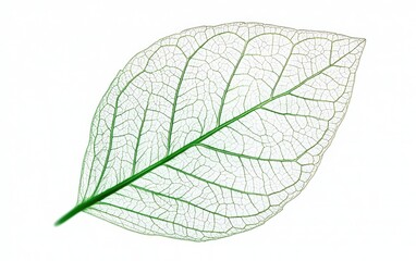 A single mint leaf, intricate veins and rich green tones, crisp and detailed, isolated on white background
