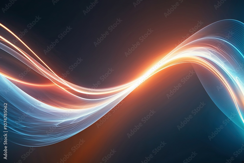 Poster dynamic light waves abstract energy flow background with contemporary design