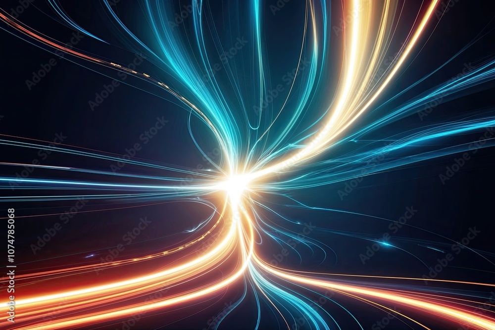 Poster dynamic energy flow architecture with kinetic light patterns