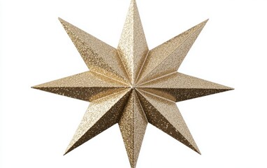 A sparkling Christmas star, golden ornament, luminous glow effect, elegant and festive, isolated on white background