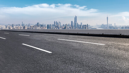 Captivating Urban Highway Leading to a Stunning City Skyline