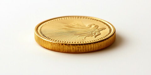 A gold coin with a bird on it