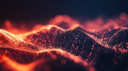 Abstract Flowing Digital Particles Background in Warm Tones