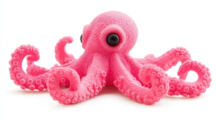 A vibrant pink octopus model with detailed textures, expressive eyes, and curled tentacles. Ideal for creative projects, educational materials, and ocean-themed content.