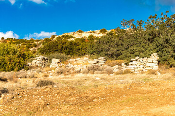 Fototapeta premium Remnants of Stone Dwelling in the Cyprus Mountains