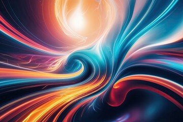 Naklejka premium Vibrant Abstract Energy Flow Illustration with Colorful Light Effects