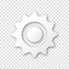 Gear icon, flat design. Machine sprocket gear icon. Realistic vector cogwheel sign symbol on a transparent background.