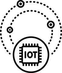 Obraz premium IoT Connectivity Icon – Connected Dots Forming a Network with a Central Hub. Black Vector outline style