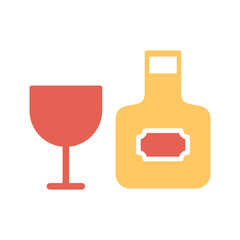 Obraz premium Wine Bottle and Glass Vector Icon
