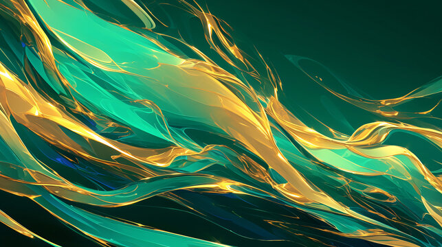 A vibrant digital artwork showcases flowing green and gold patterns, creating a sense of energy and dynamism for the graphic resources industry.