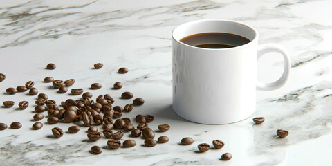 A white coffee cup with coffee grounds on the table
