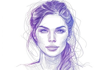 Fototapeta premium beautiful woman face illustration continous drawing single line art