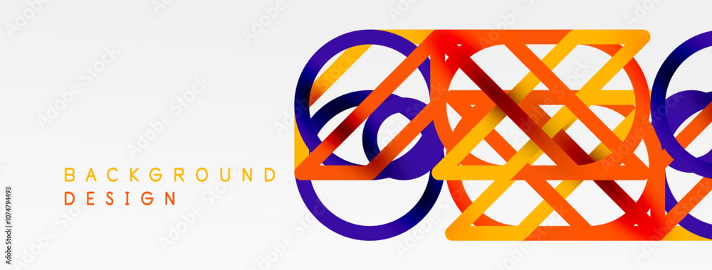 Poster abstract background - colorful circle lines technology or business digital template