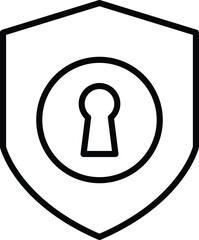 Privacy Protection Icon – Shield with a Keyhole. Black Vector outline style