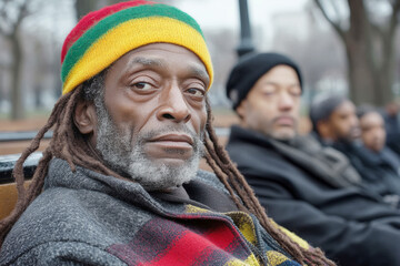 The  homeless hobos, an elderly man sitting cross-legged on the ground in Central Park