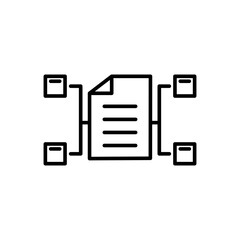 
icon mapping, Four interconnected boxes on a white background suitable for illustrating network connections or flowcharts in business presentations and educational materials.
