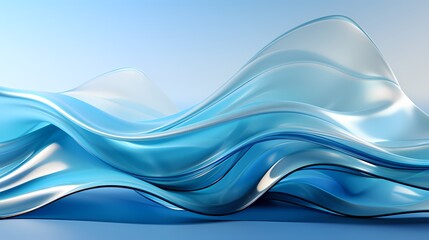 digital technology blue and white abstract glass wave poster background