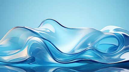 digital technology blue and white abstract glass wave poster background