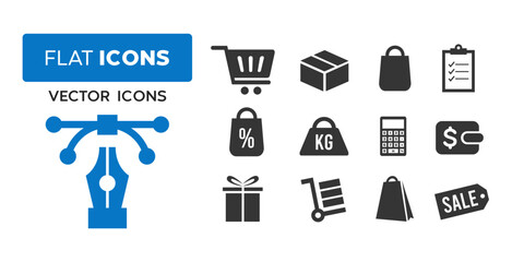 shopping equipment icons, discount vector icons, suitable for icons, etc