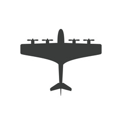 Plane silhouette. Airplane icon isolated on white background. Simple vector flat icon of airplane
