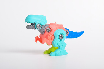 T-Rex Dinosaur toy isolated on white background. Plastic dinosaur toy