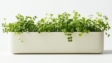 Minimalistic design with ivory rectangular planter featuring lush greenery for modern interiors