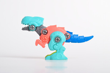 T-Rex Dinosaur toy isolated on white background. Plastic dinosaur toy