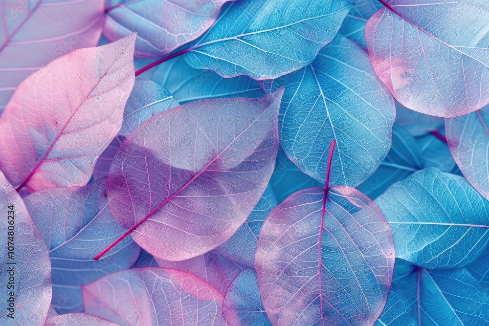 Poster colorful macro background with transparent skeleton leaves.