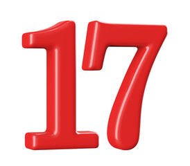 3D Red Number 17