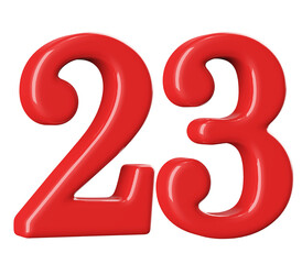 3D Red Number 23