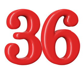 3D Red Number 36