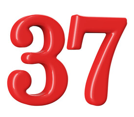 3D Red Number 37