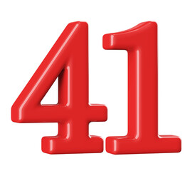 3D Red Number 41