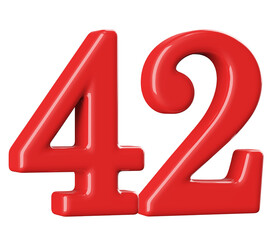 3D Red Number 42