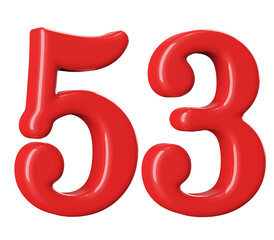 3D Red Number 53