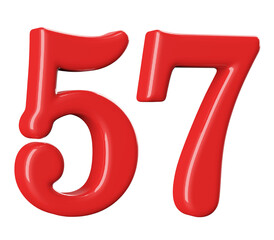 3D Red Number 57