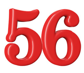 3D Red Number 56