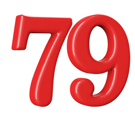 3D Red Number 79