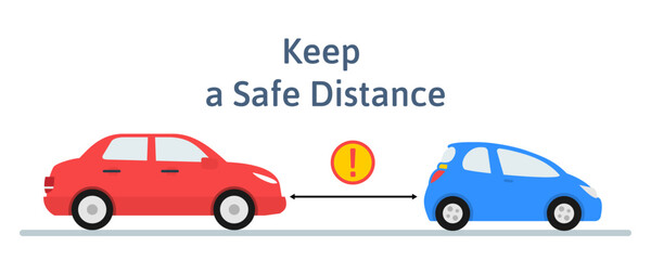 keep a safe car distance on the road vector illustration