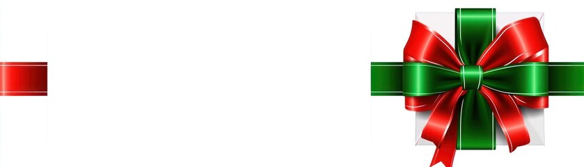 A decorative gift box with a red and green ribbon, symbolizing celebration and giving.