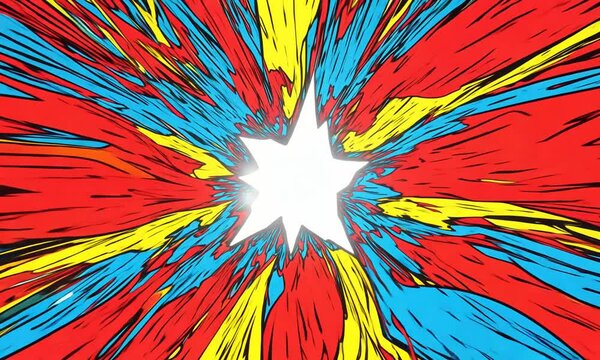 Comic Book Explosion: Red, Yellow, and Blue Starburst 