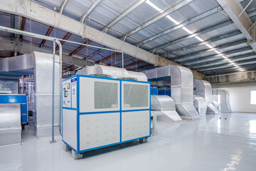 air handling units. ahu on epoxy flooring. utility area. hvac systems. humidity vaccum air condition