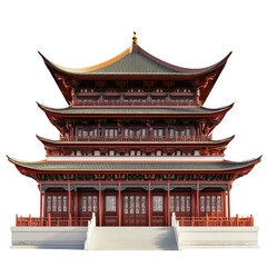 Obraz premium Majestic Traditional Japanese Pagoda Architecture on White Background
