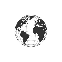 Travel globe icon. Earth globe isolated on white background. Vector illustration