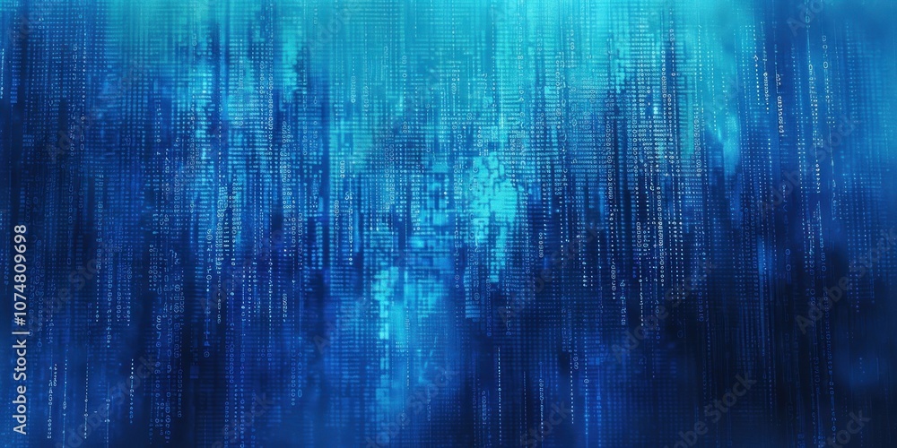 Aufkleber computer code blue tone background digital visualization.