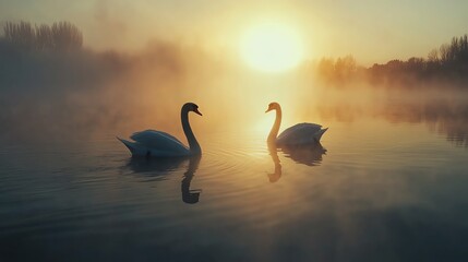 Fototapeta premium a swan is on the water