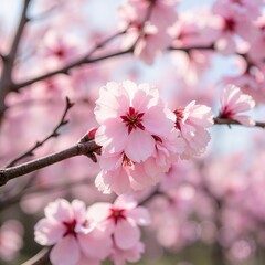 Fototapeta premium Close-Up of Pink Cherry Blossom Flowers in Spring
