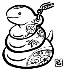 巳年のかわいい土鈴イラスト　1色